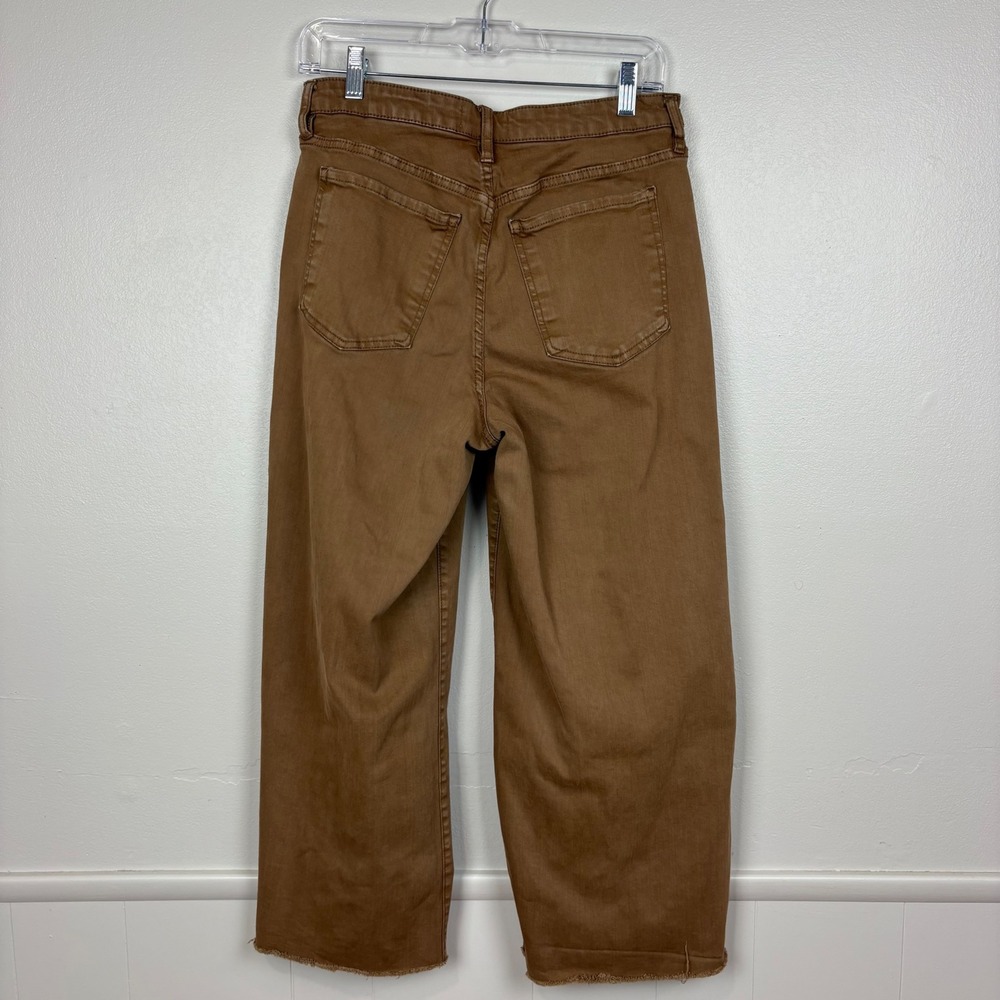 Oat New York‎ High Rise Wide Leg Cropped Jeans Size 8/29 Harvest Brown Raw Hems - Picture 9 of 14